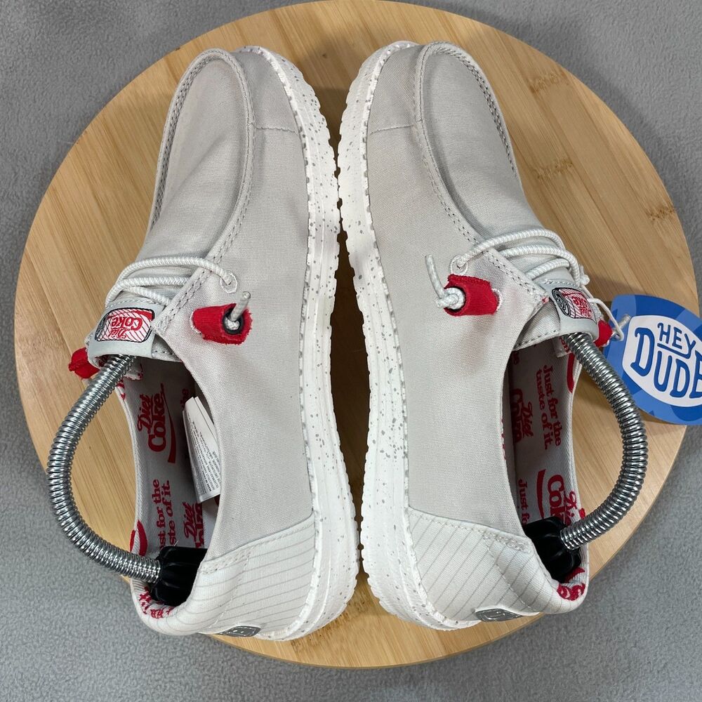 NWT Hey Dude Wendy Diet Coke Womens Size 6 Shoes Slip-on Loafers Grey/Red - Picture 10 of 16
